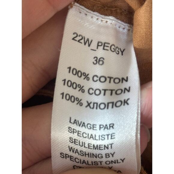 Mes Demoiselles Paris Brown Belted A Line Midi Skirt 100% Cotton Quiet Luxury-S - Picture 6 of 6